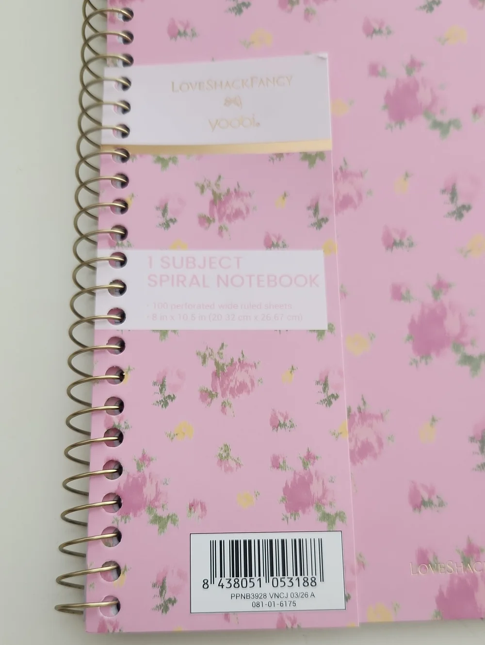 LoveShackFancy x Target - Yoobi Pink Rose Wide Ruled Notebook New
